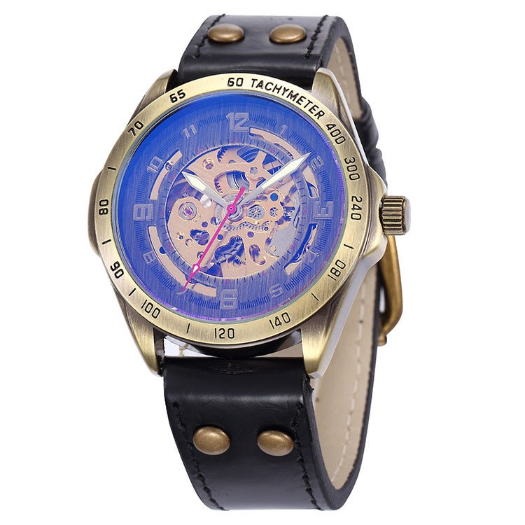 Montre automatique mécanique squelette avec cadran de 4,2 cm et bracelet de 23 cm - IVOIRART.COM