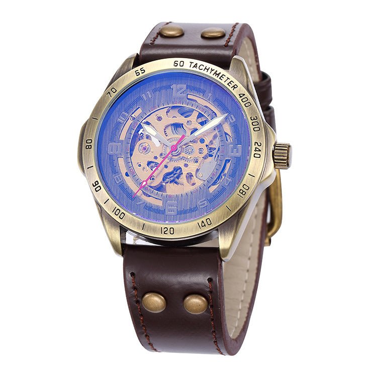 Montre automatique mécanique squelette avec cadran de 4,2 cm et bracelet de 23 cm - IVOIRART.COM