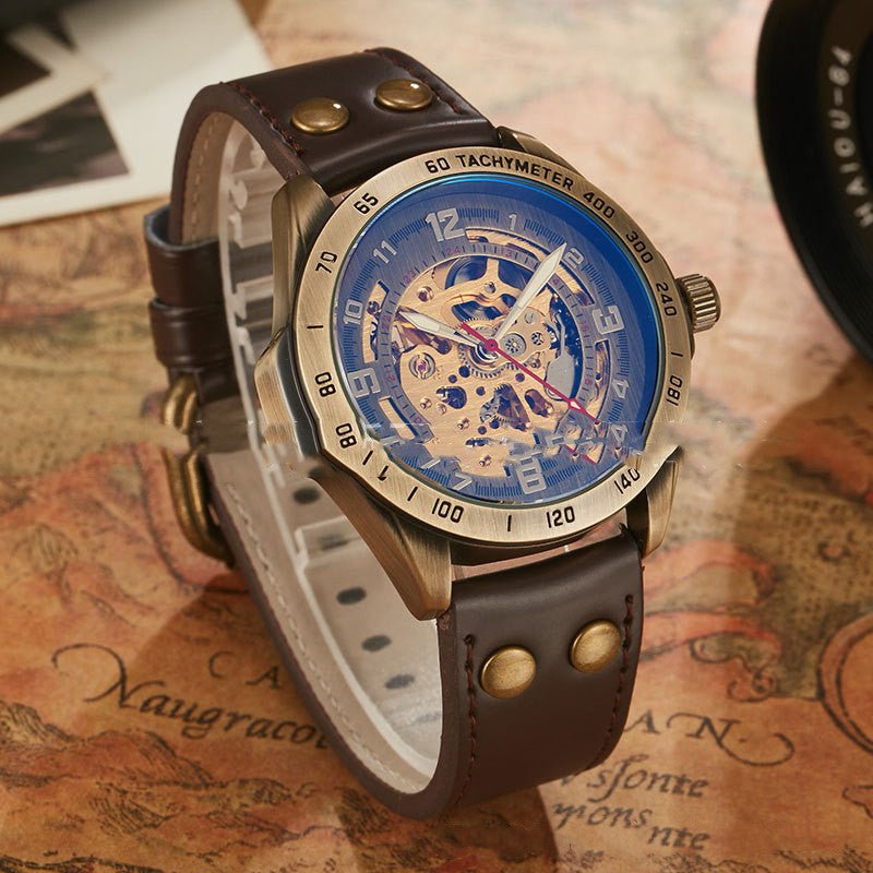 Montre automatique mécanique squelette avec cadran de 4,2 cm et bracelet de 23 cm - IVOIRART.COM