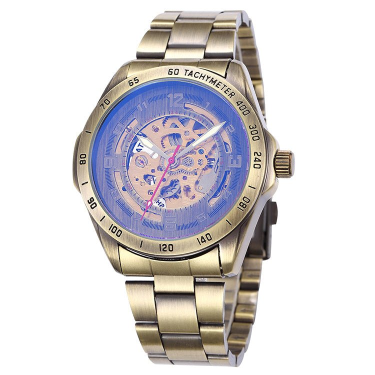 Montre automatique mécanique squelette avec cadran de 4,2 cm et bracelet de 23 cm - IVOIRART.COM