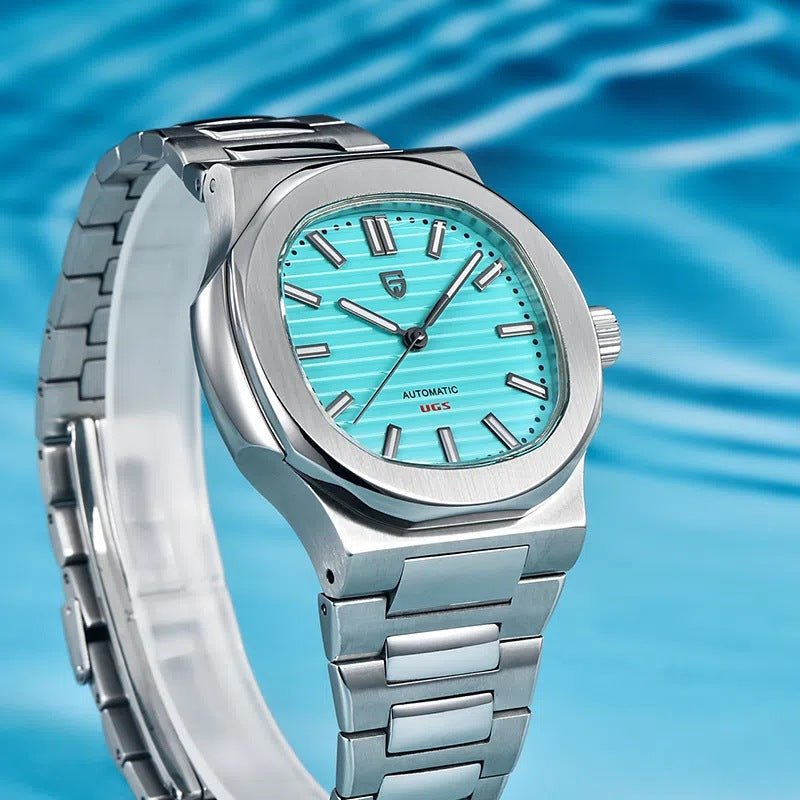 Montre - bracelet automatique étanche pour homme en acier inoxydable forme tonneau - IVOIRART.COM