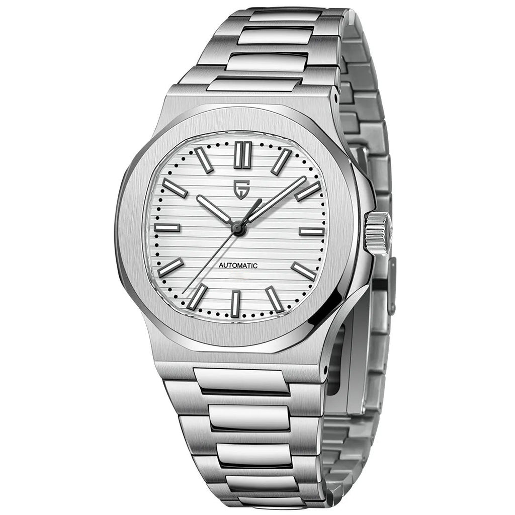 Montre - bracelet automatique étanche pour homme en acier inoxydable forme tonneau - IVOIRART.COM