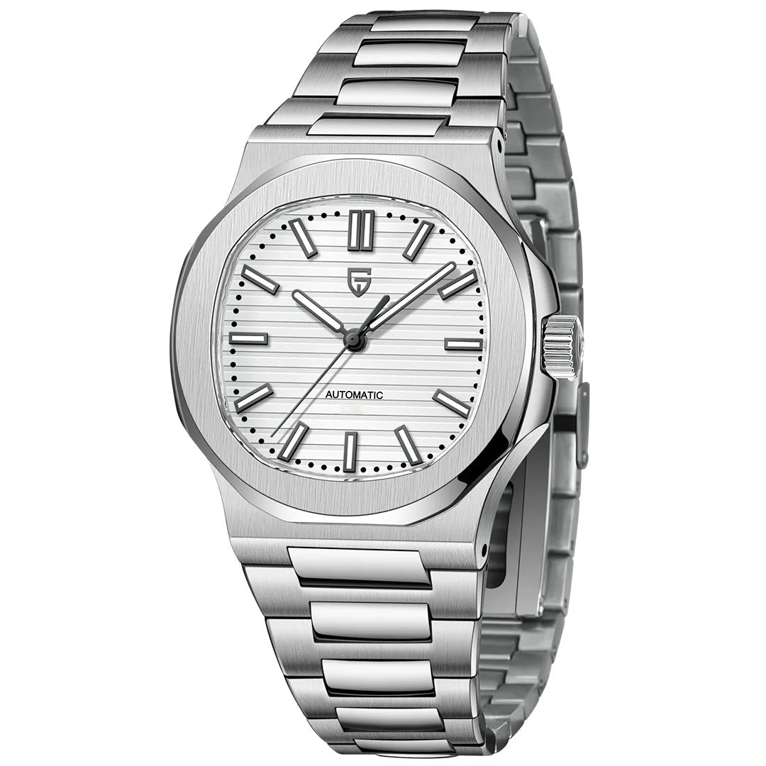Montre - bracelet automatique étanche pour homme en acier inoxydable forme tonneau - IVOIRART.COM