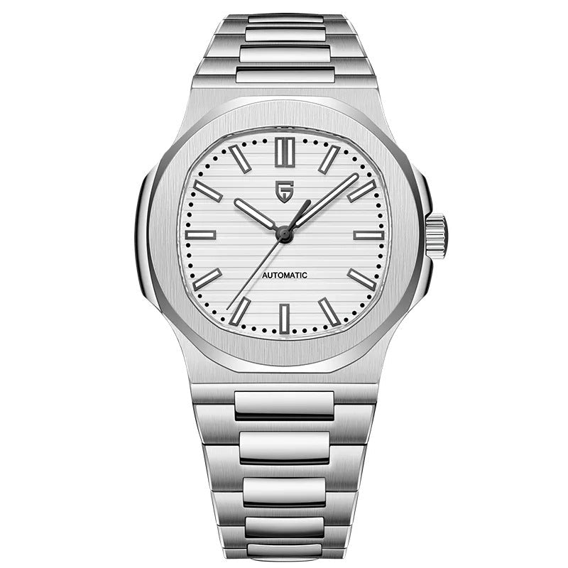 Montre - bracelet automatique étanche pour homme en acier inoxydable forme tonneau - IVOIRART.COM