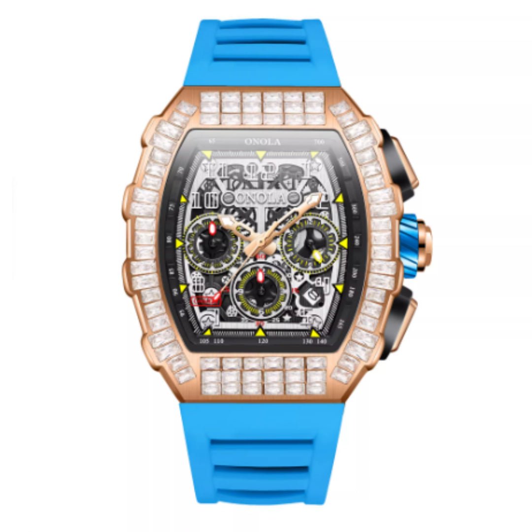 Montre Carrée de Luxe pour Homme avec Diamants et Motif Étoilé - IVOIRART.COM