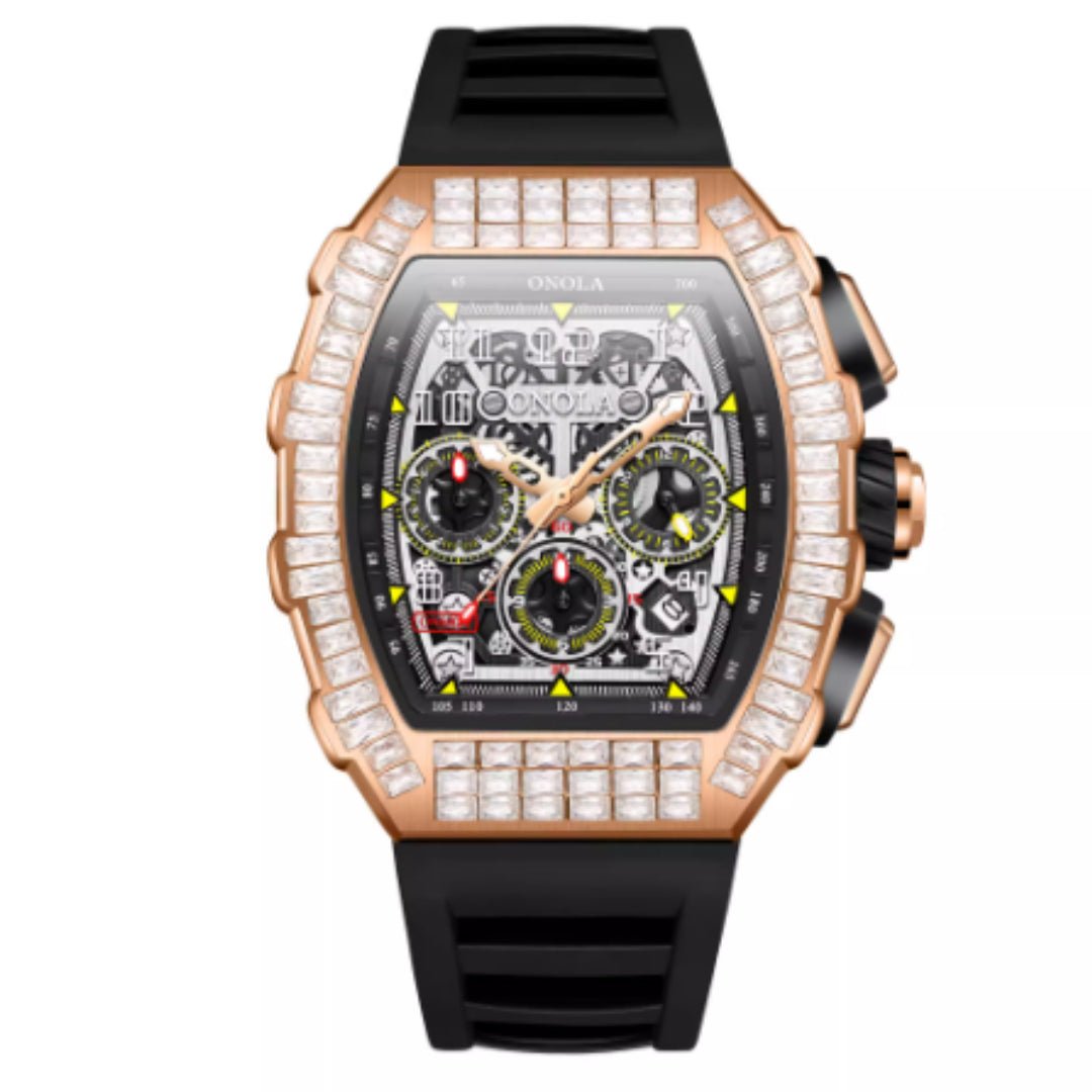Montre Carrée de Luxe pour Homme avec Diamants et Motif Étoilé - IVOIRART.COM
