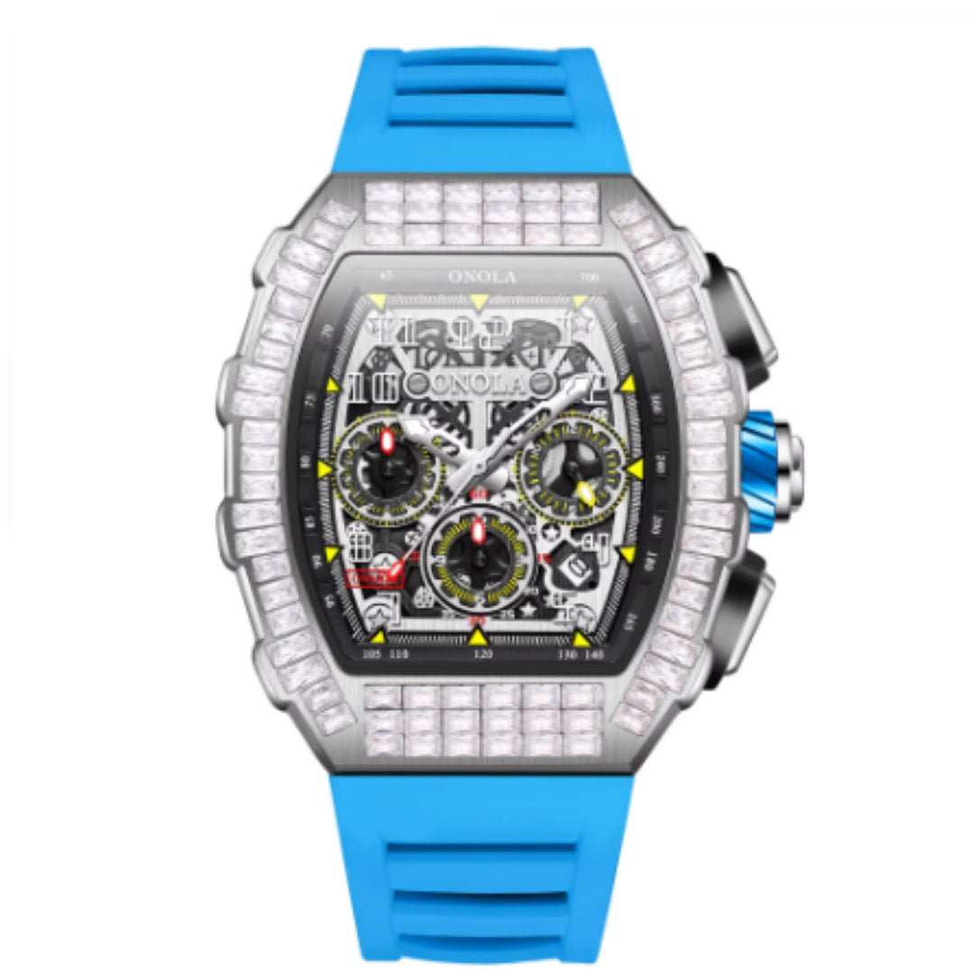 Montre Carrée de Luxe pour Homme avec Diamants et Motif Étoilé - IVOIRART.COM