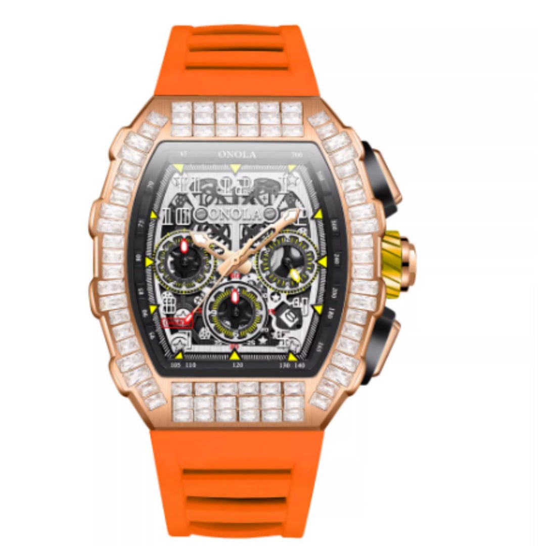 Montre Carrée de Luxe pour Homme avec Diamants et Motif Étoilé - IVOIRART.COM