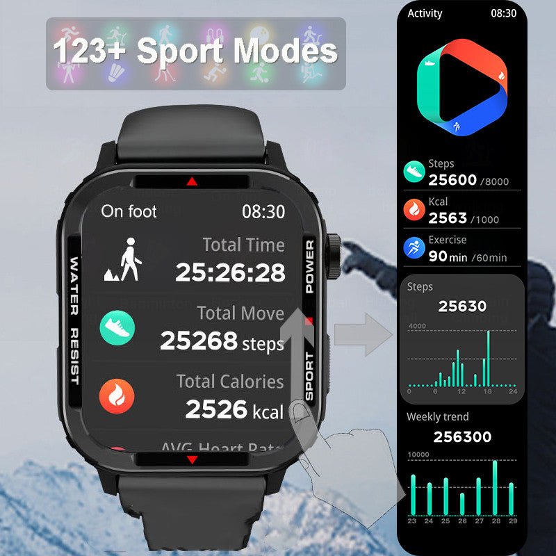 Montre connectée Bluetooth sportive avec surveillance de la pression artérielle et de l'oxygène sanguin - IVOIRART.COM