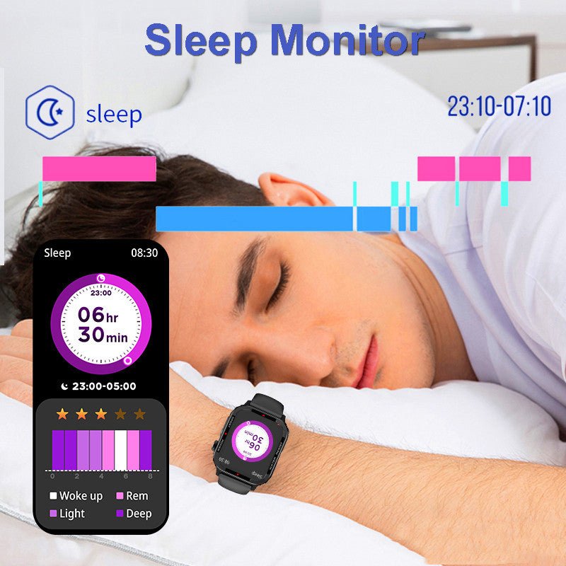 Montre connectée Bluetooth sportive avec surveillance de la pression artérielle et de l'oxygène sanguin - IVOIRART.COM