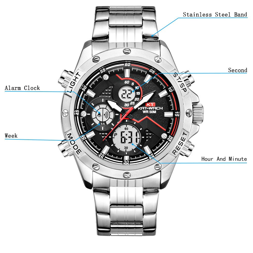 Montre Connectée Étanche avec Éclairage LED en Acier Inoxydable, 15-21 cm - IVOIRART.COM
