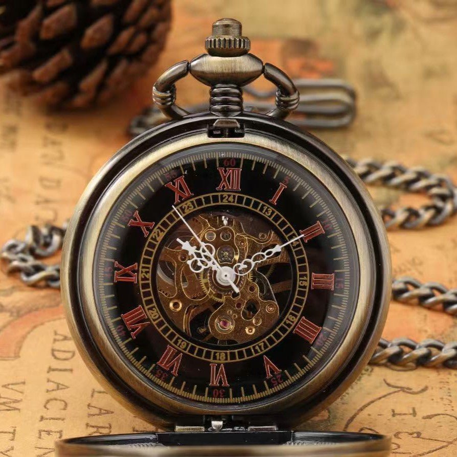 Montre de Poche Mécanique à Cadran Romain au Design Créatif et Style Antique - IVOIRART.COM