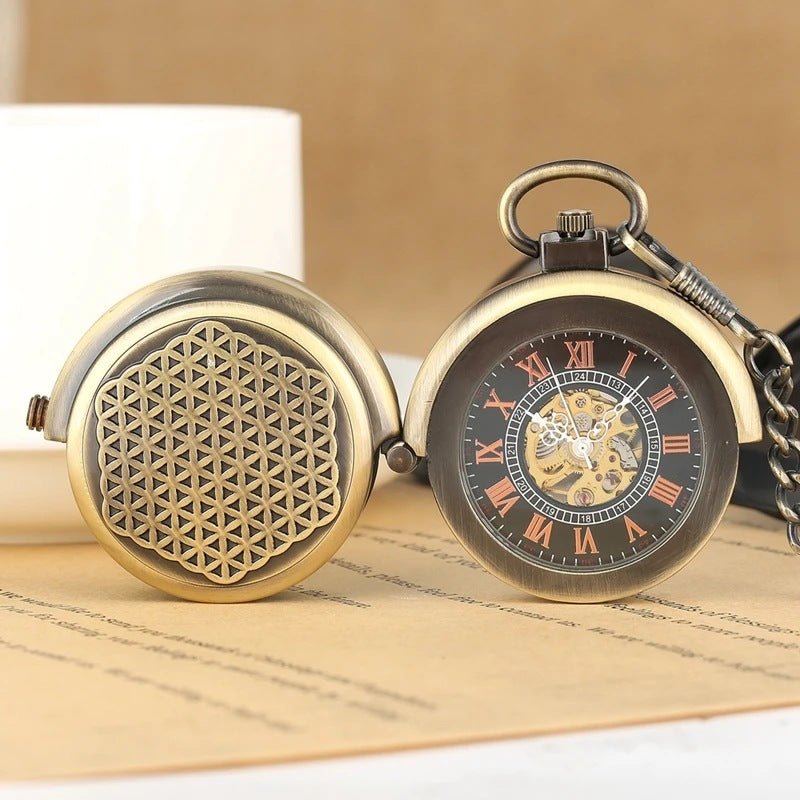 Montre de Poche Mécanique à Remontage Manuel avec Chiffres Romains Bronze - IVOIRART.COM