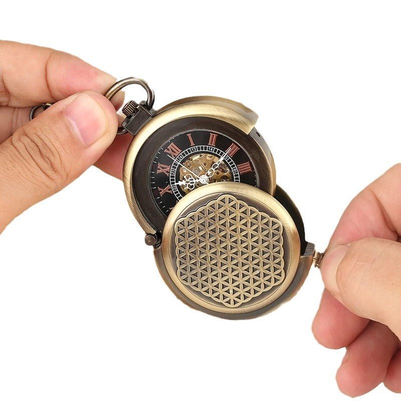 Montre de Poche Mécanique à Remontage Manuel avec Chiffres Romains Bronze - IVOIRART.COM