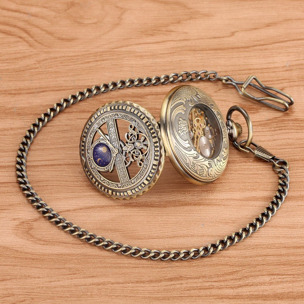 Montre de Poche Mécanique à Remontage Manuel avec Chiffres Romains, Style Antique - IVOIRART.COM