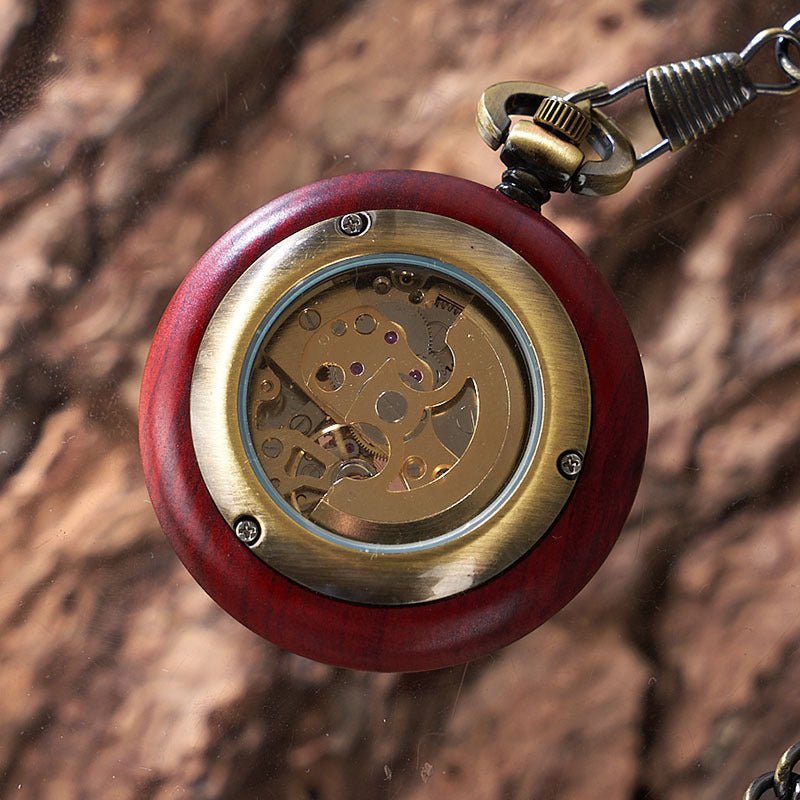 Montre de poche mécanique automatique en acajou, style chinois universel et chic. - IVOIRART.COM