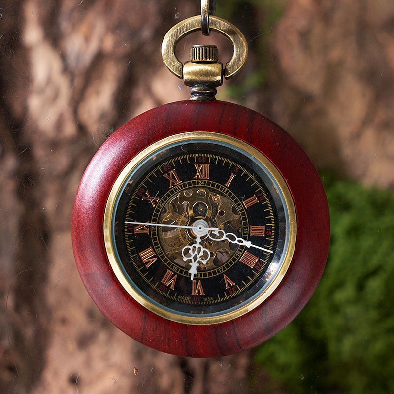 Montre de poche mécanique automatique en acajou, style chinois universel et chic. - IVOIRART.COM
