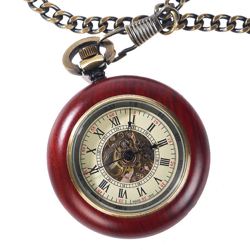 Montre de poche mécanique automatique en acajou, style chinois universel et chic. - IVOIRART.COM