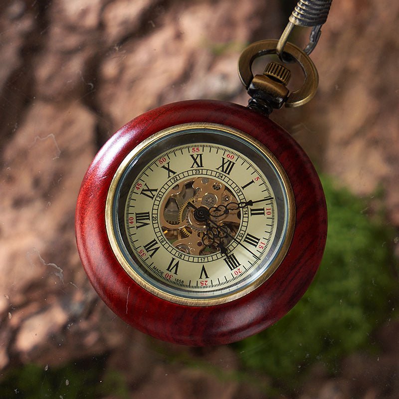 Montre de poche mécanique automatique en acajou, style chinois universel et chic. - IVOIRART.COM