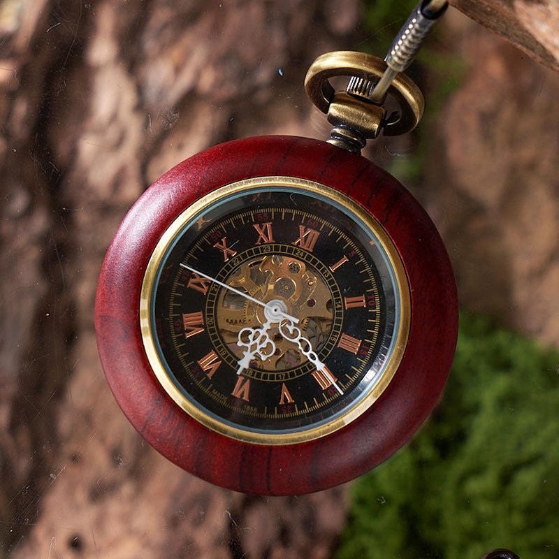 Montre de poche mécanique automatique en acajou, style chinois universel et chic. - IVOIRART.COM