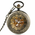 Montre de Poche Mécanique Gravée avec Couvercle Transparent Rétro à Clapet - IVOIRART.COM