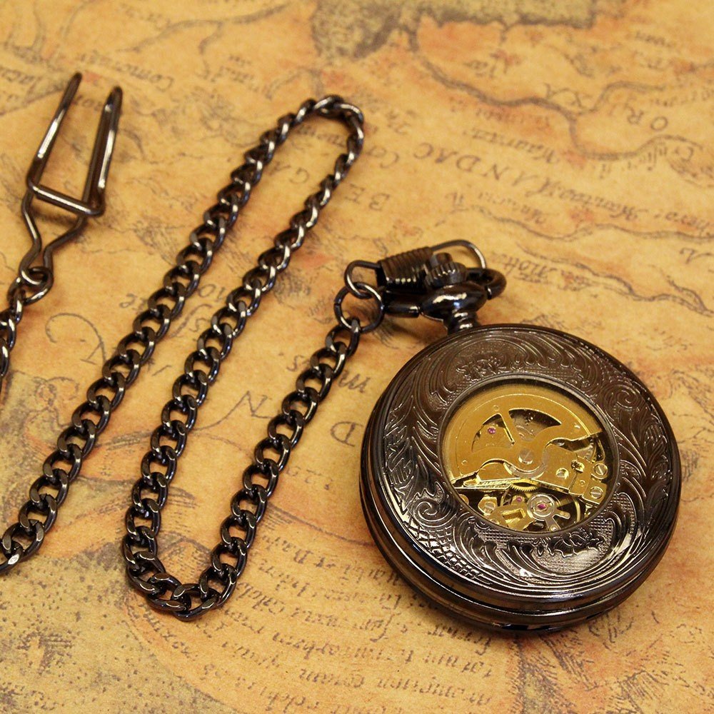 Montre de Poche Mécanique Réversible Transparente Rétro Nostalgique et Créative - IVOIRART.COM