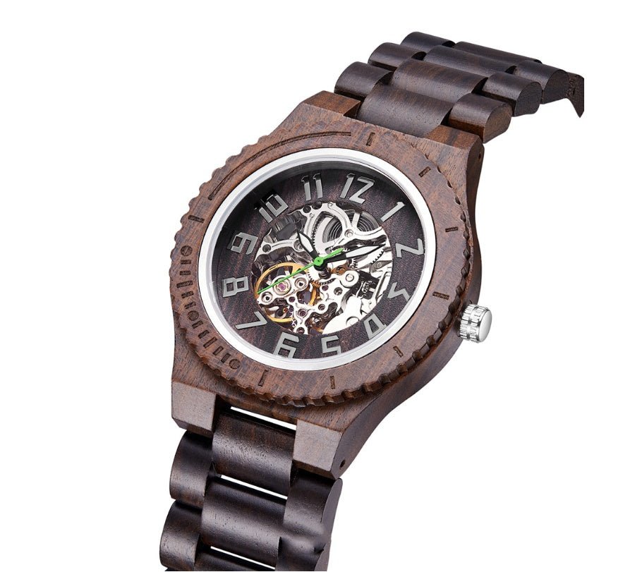 Montre en bois élégante avec tourbillon lumineux, étanche 50m, style professionnel - IVOIRART.COM