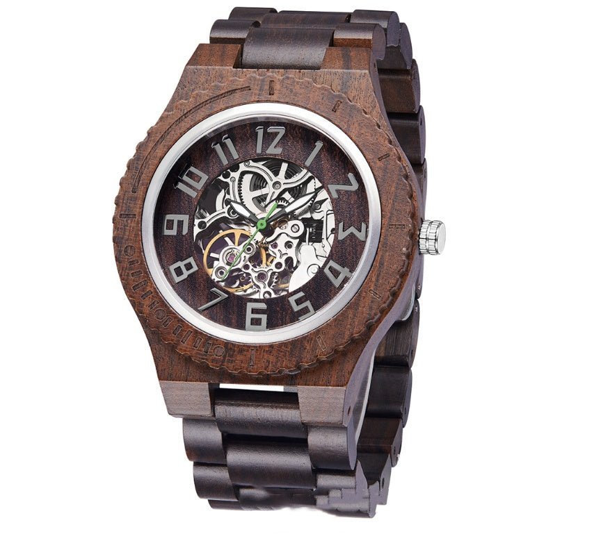 Montre en bois élégante avec tourbillon lumineux, étanche 50m, style professionnel - IVOIRART.COM