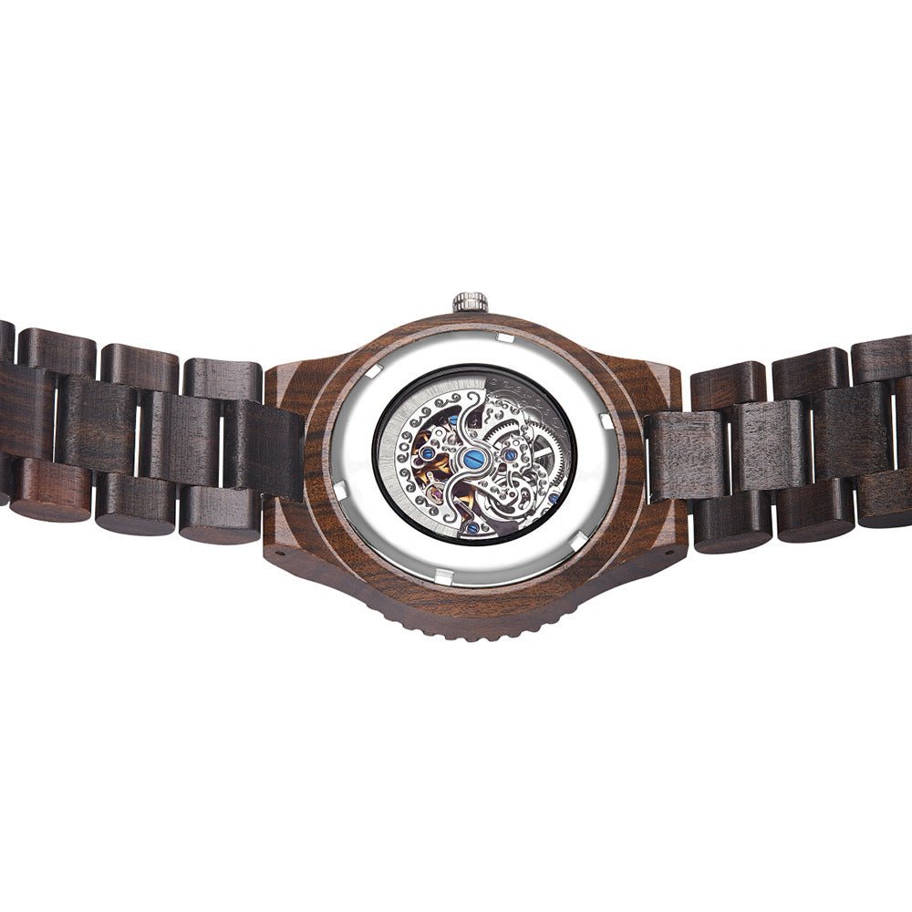 Montre en bois élégante avec tourbillon lumineux, étanche 50m, style professionnel - IVOIRART.COM
