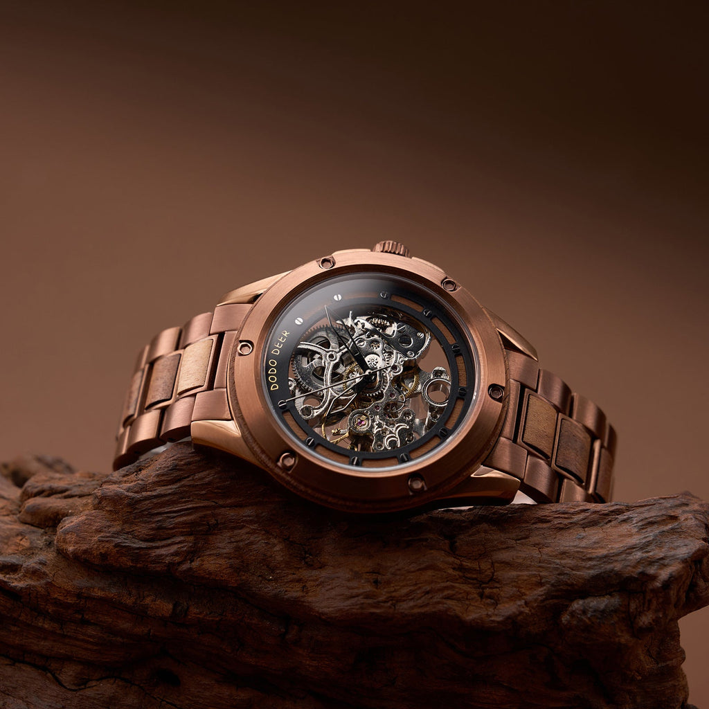 Montre en Bois Mécanique ajourée pour Homme au Style Vintage et Classique - IVOIRART.COM