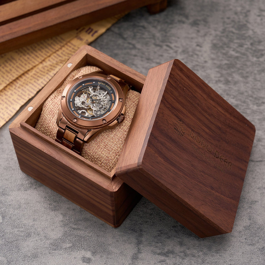 Montre en Bois Mécanique ajourée pour Homme au Style Vintage et Classique - IVOIRART.COM