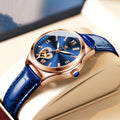 Montre Femme Automatique Mécanique Élégante avec Cadran Rond et Bracelet Cuir - IVOIRART.COM