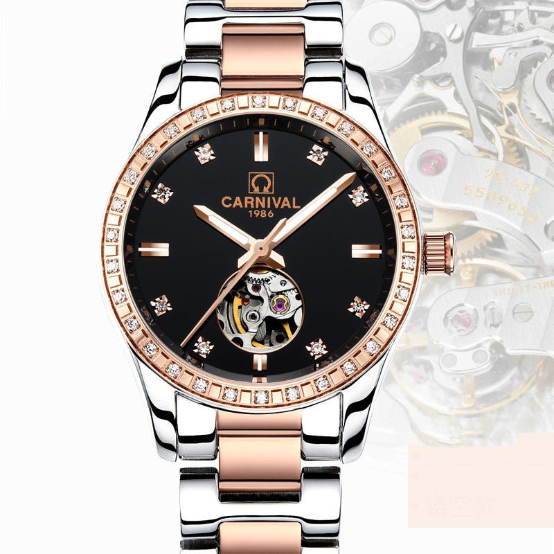 Montre Femme Automatique Mécanique Tendance Mode Or Rose Étanche Diamant - IVOIRART.COM