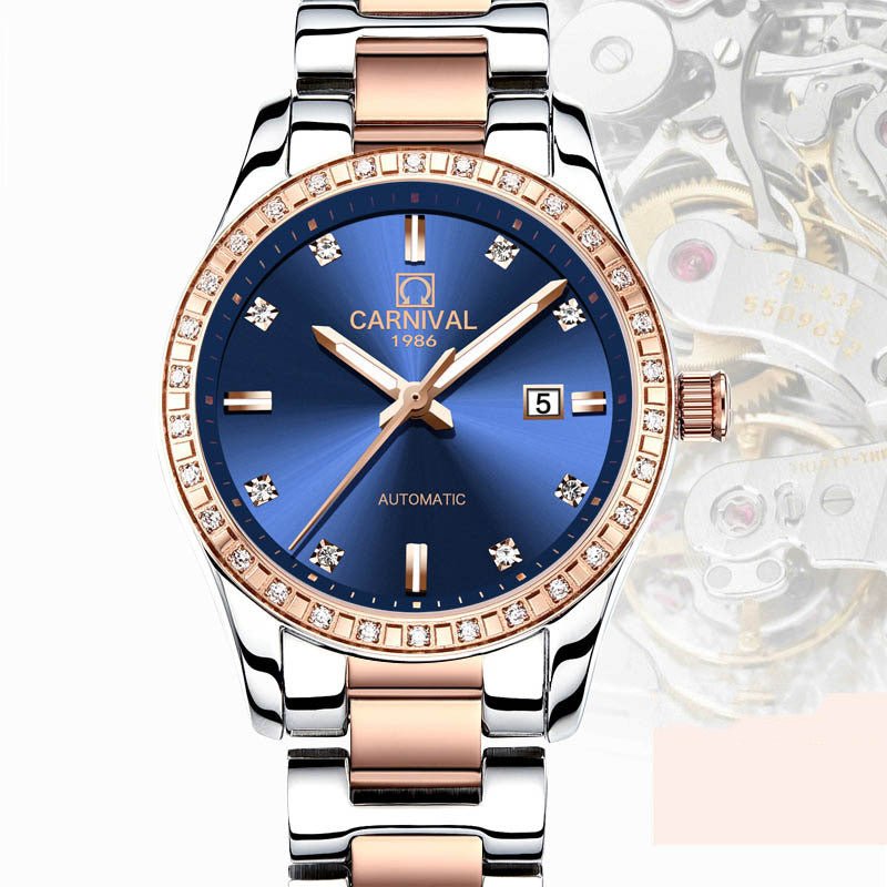 Montre Femme Automatique Mécanique Tendance Mode Or Rose Étanche Diamant - IVOIRART.COM