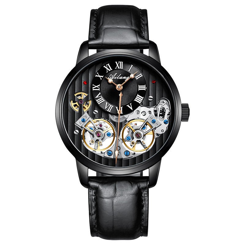 Montre homme automatique mécanique avec boîtier en acier inoxydable noir - IVOIRART.COM