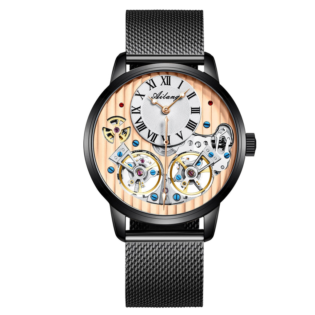 Montre homme automatique mécanique avec boîtier en acier inoxydable noir - IVOIRART.COM