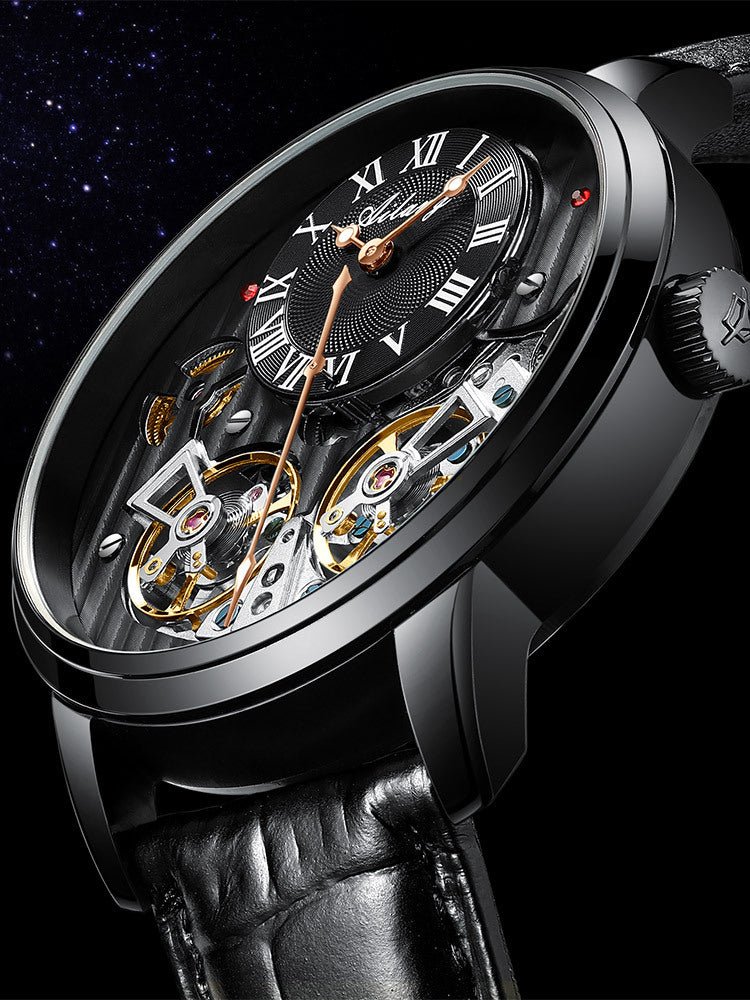 Montre homme automatique mécanique avec boîtier en acier inoxydable noir - IVOIRART.COM