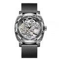Montre homme automatique mécanique vintage sculptée bracelet maille, style casual - IVOIRART.COM