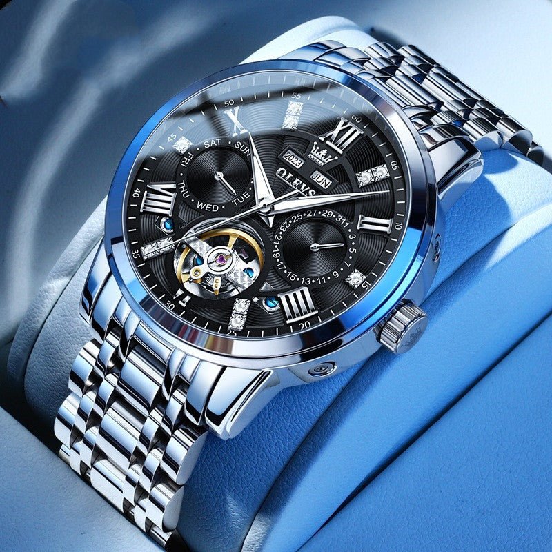 Montre Homme Classique Multifonctionnelle Étanche à Bracelet Acier Style Business - IVOIRART.COM