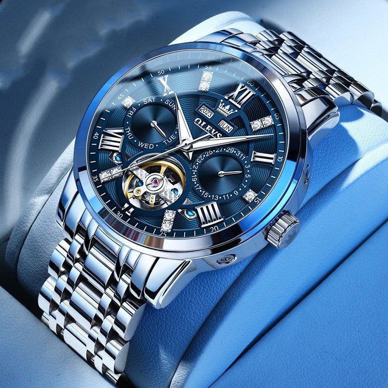 Montre Homme Classique Multifonctionnelle Étanche à Bracelet Acier Style Business - IVOIRART.COM