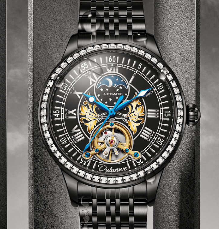 Montre Homme Étanche de Luxe avec Couronne Effilée et Bracelet en Acier - IVOIRART.COM