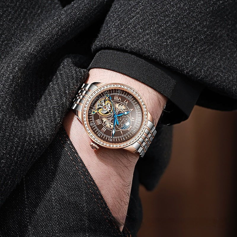 Montre Homme Étanche de Luxe avec Couronne Effilée et Bracelet en Acier - IVOIRART.COM