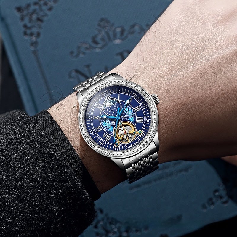 Montre Homme Étanche de Luxe avec Couronne Effilée et Bracelet en Acier - IVOIRART.COM