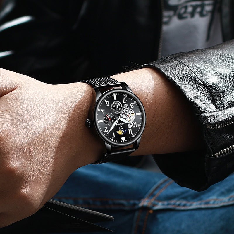 Montre Homme Étanche Mode Tendance Campus Étudiant Mouvement Mécanique - IVOIRART.COM