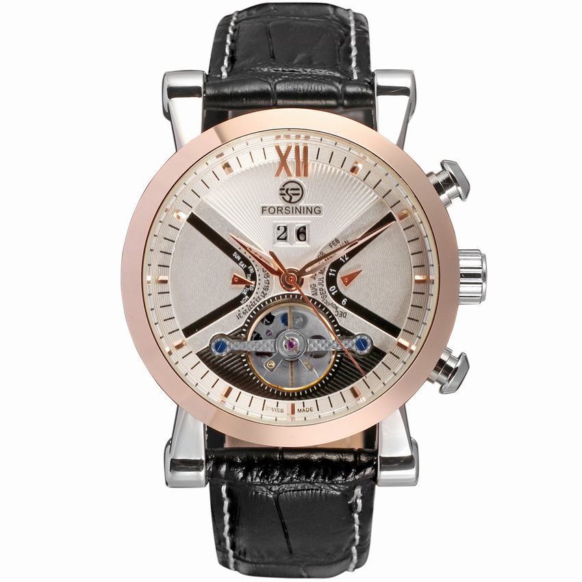Montre Homme Flywheel Automatique Mécanique avec Bracelet en Cuir Synthétique - IVOIRART.COM