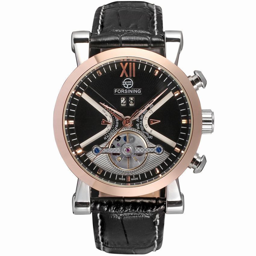 Montre Homme Flywheel Automatique Mécanique avec Bracelet en Cuir Synthétique - IVOIRART.COM