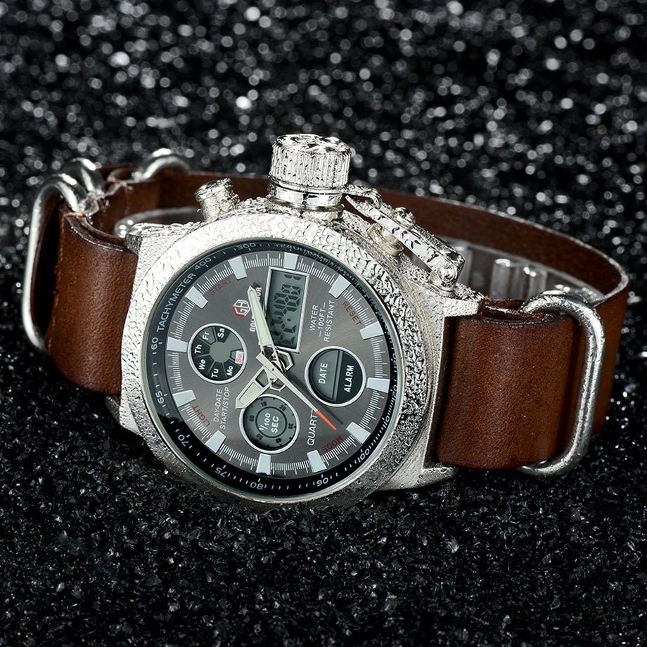 Montre Homme Luxe Quartz Analogique Numérique LED Sport Militaire Armée - IVOIRART.COM