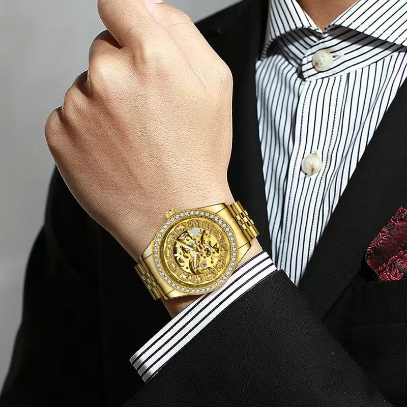 Montre homme mécanique automatique étanche 30M acier inoxydable style business . - IVOIRART.COM