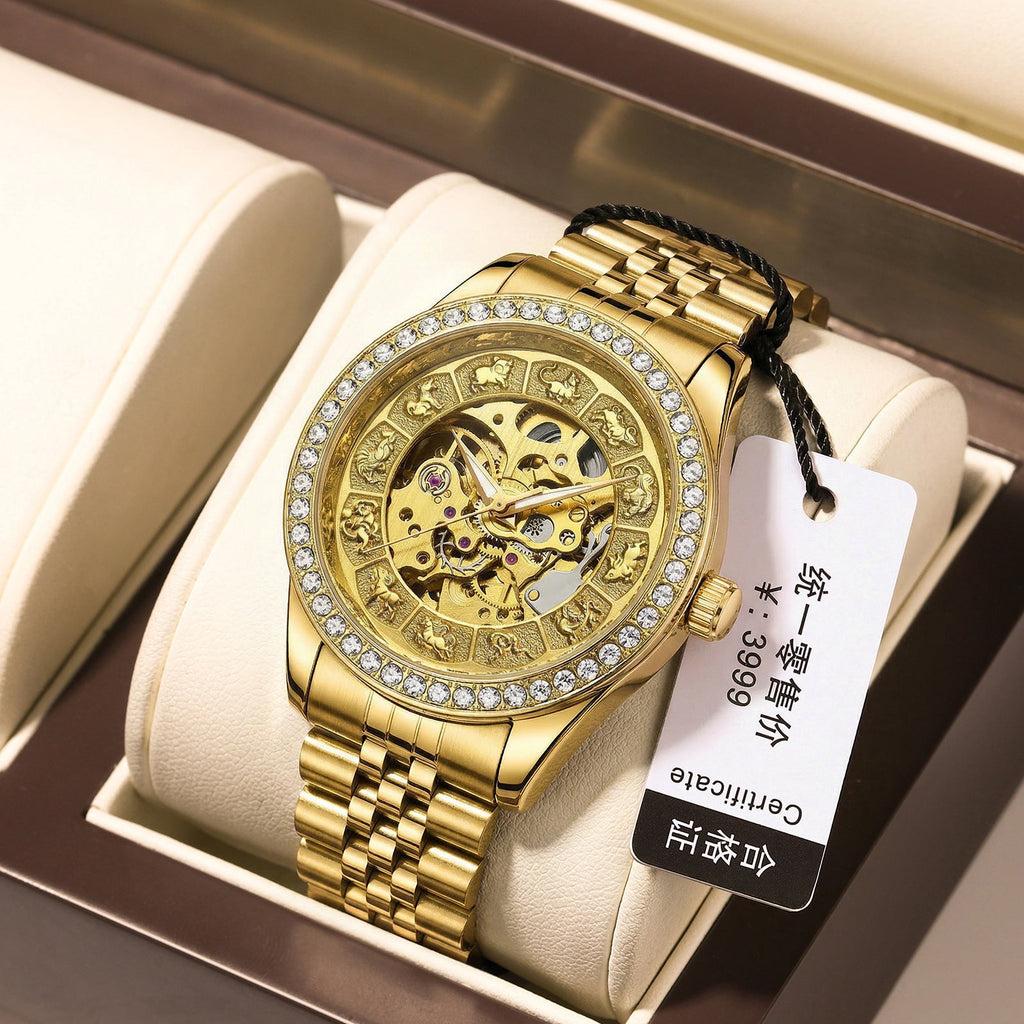 Montre homme mécanique automatique étanche 30M acier inoxydable style business . - IVOIRART.COM