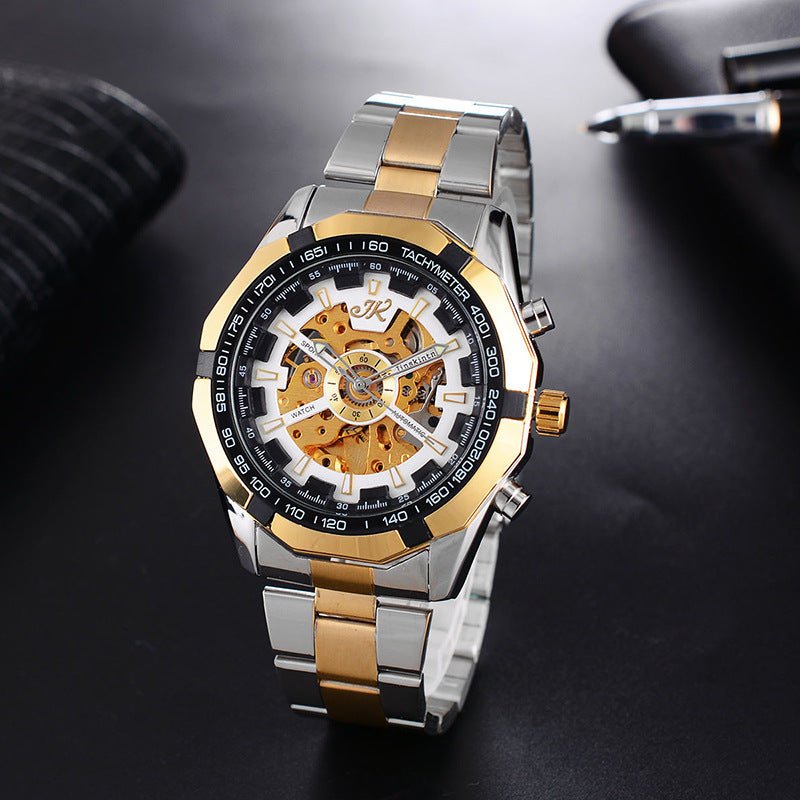 Montre Homme Mécanique Bracelet Acier Montre de Mode Haut de Gamme à Mécanisme Creux - IVOIRART.COM